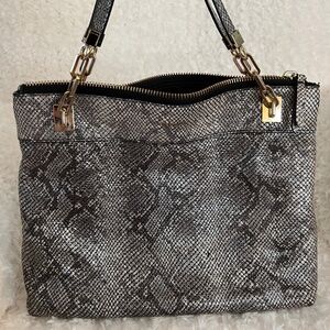 Henri Bendel metallic python leather bag